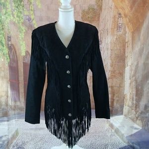 Black suede fringe jacket Size Medium